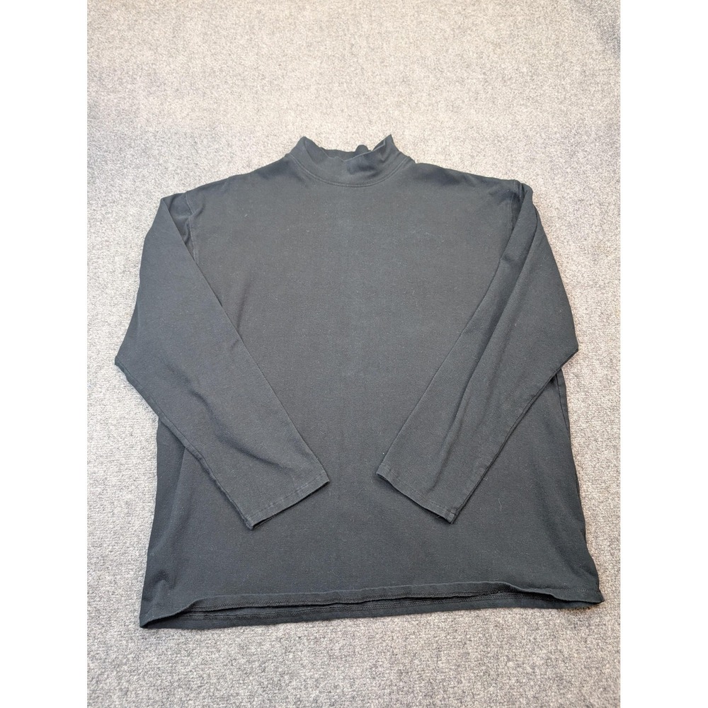 MTA Sport Shirt Mens Large‎ Black Long Sleeve Mock Neck Tagless Basic Casual